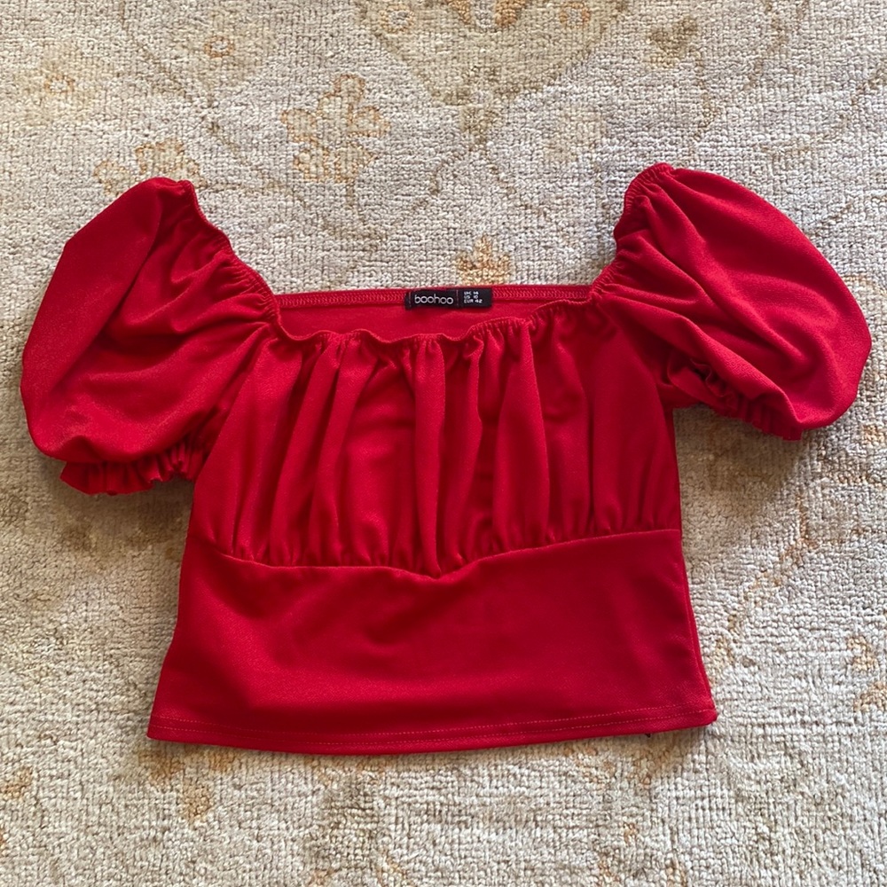 cropped puff sleeve top